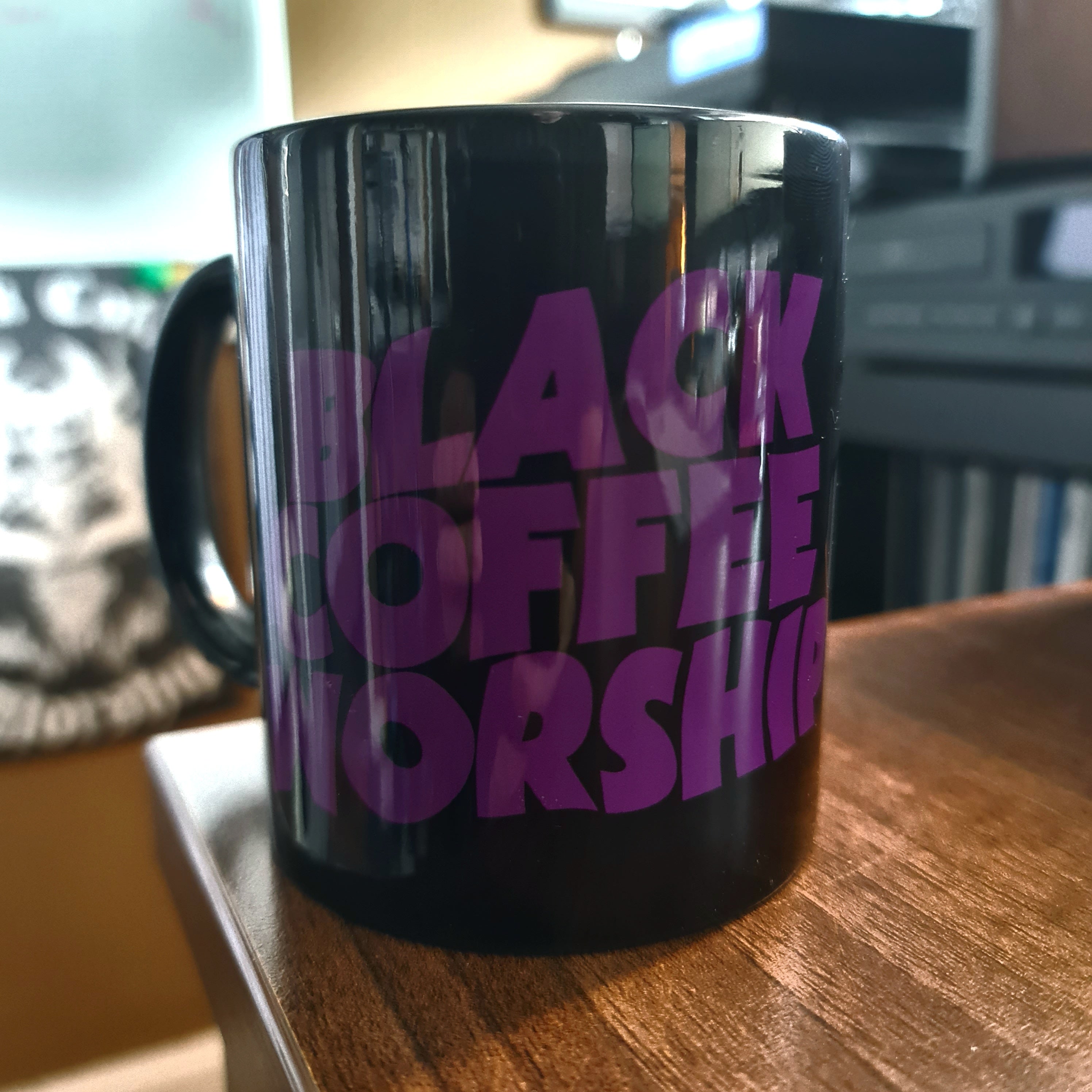 masters of black coffee mug
