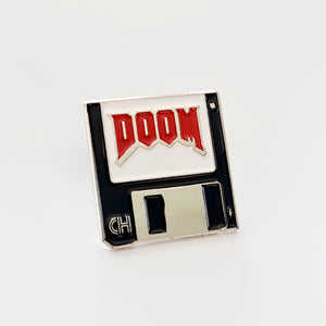 2.5cm soft enamel doom pin badge with metal clasp