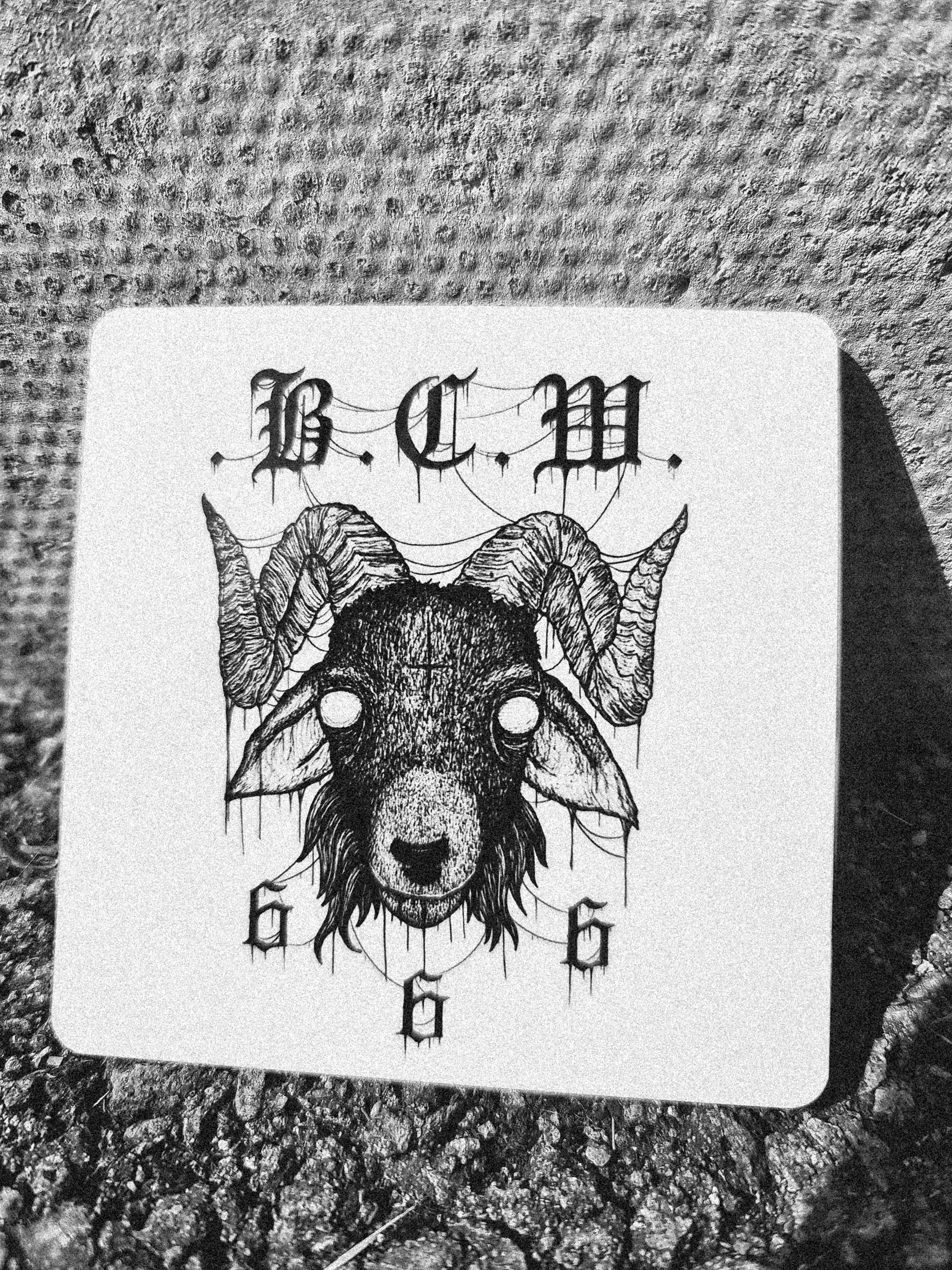 scorched bones bcw heavy af goat illustration art coasters