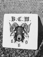 scorched bones bcw heavy af goat illustration art coasters