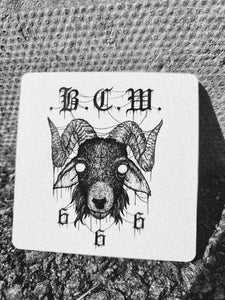 scorched bones bcw heavy af goat illustration art coasters