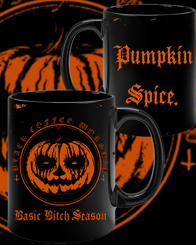basic pumpkin spice season black coffee mug