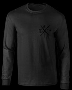 stealth bcwxhc pocket print long sleeve tee (black on black)