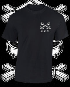 The .b.c.w. espresso cross t-shirt front pocket print