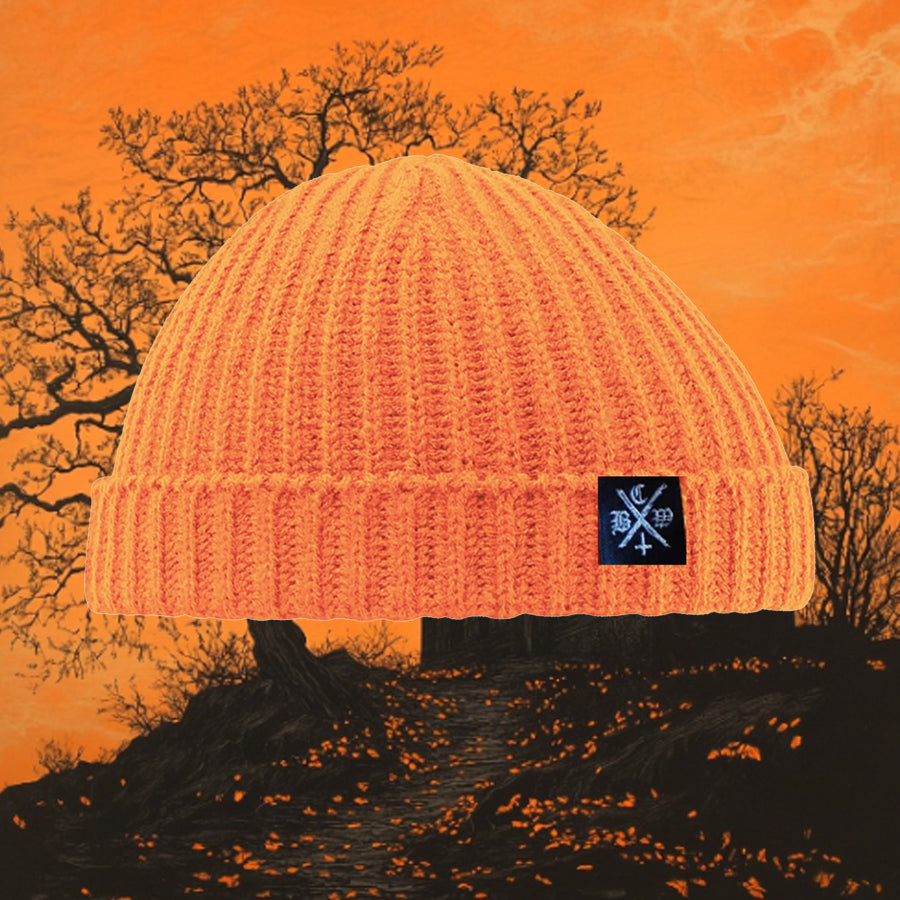 halloween pumpkin safety Orange trawler beanie