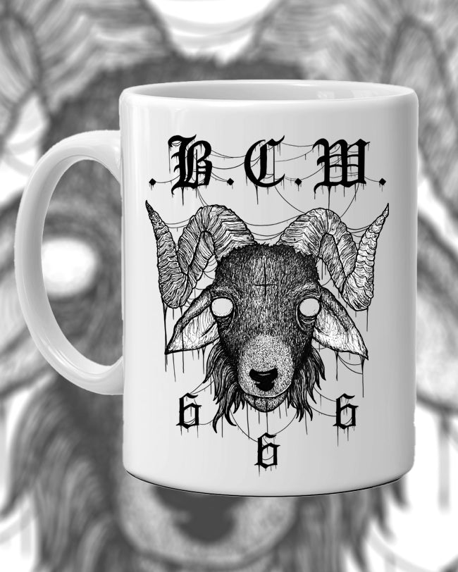 scorched bones bcw heavy af goat illustration art mug