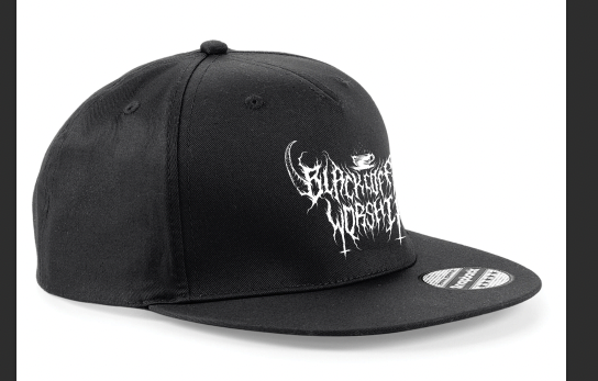 Embrodied black snapback cap with unholy logo