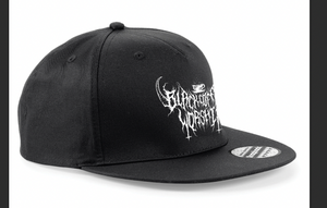 Embrodied black snapback cap with unholy logo