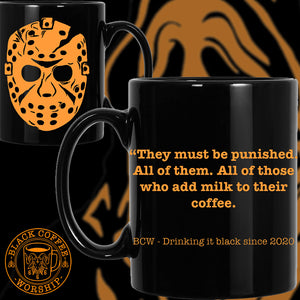 Jason V black coffee mug