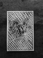 BCW goat head linocut print   - Card Print + Sticker Pack