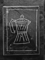 BCW moka pot linocut print  - Card Print + Sticker Pack