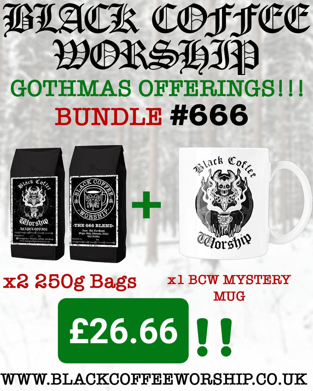 bcw gothmas bundle x2 bags x1 mug