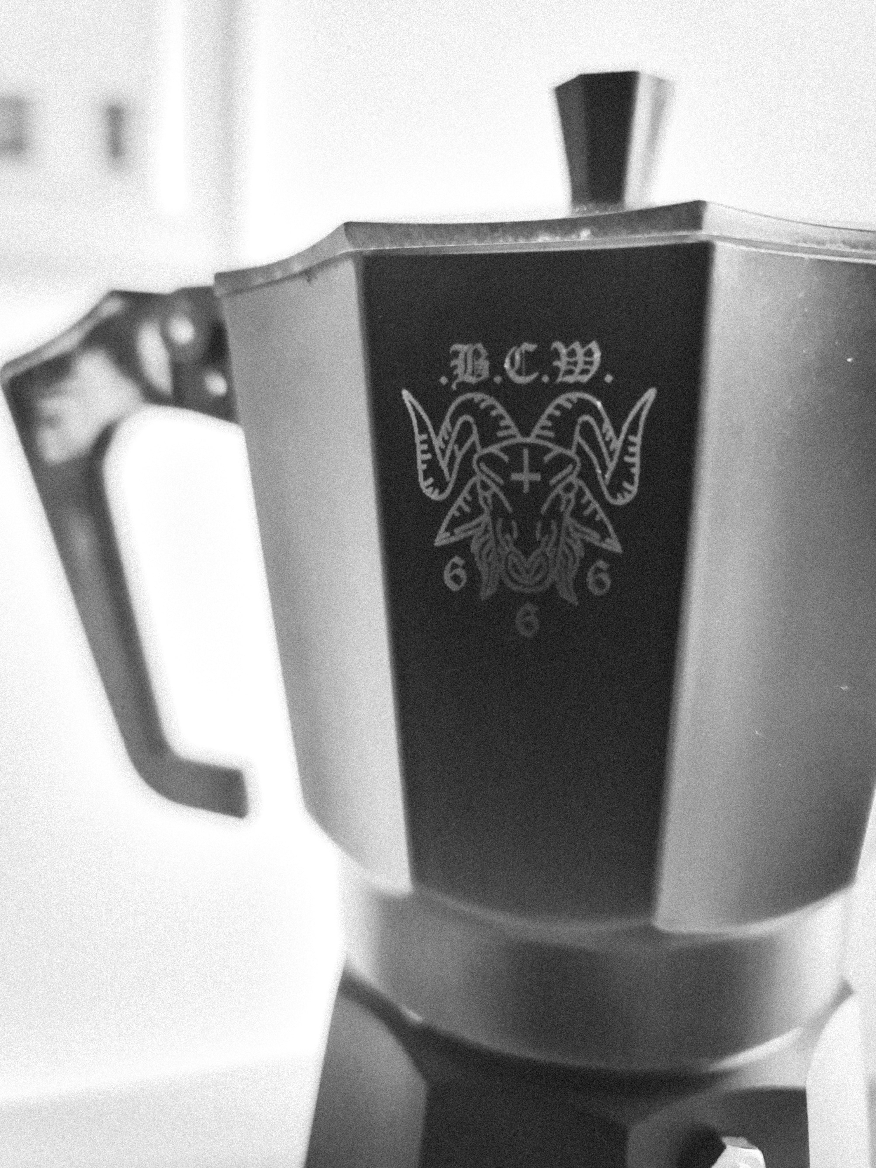 The 6.66 Cup BCW Espresso Stove/ Moka Pot 300ml 10oz with 666 BCW Goat logo lasered new improved 2025