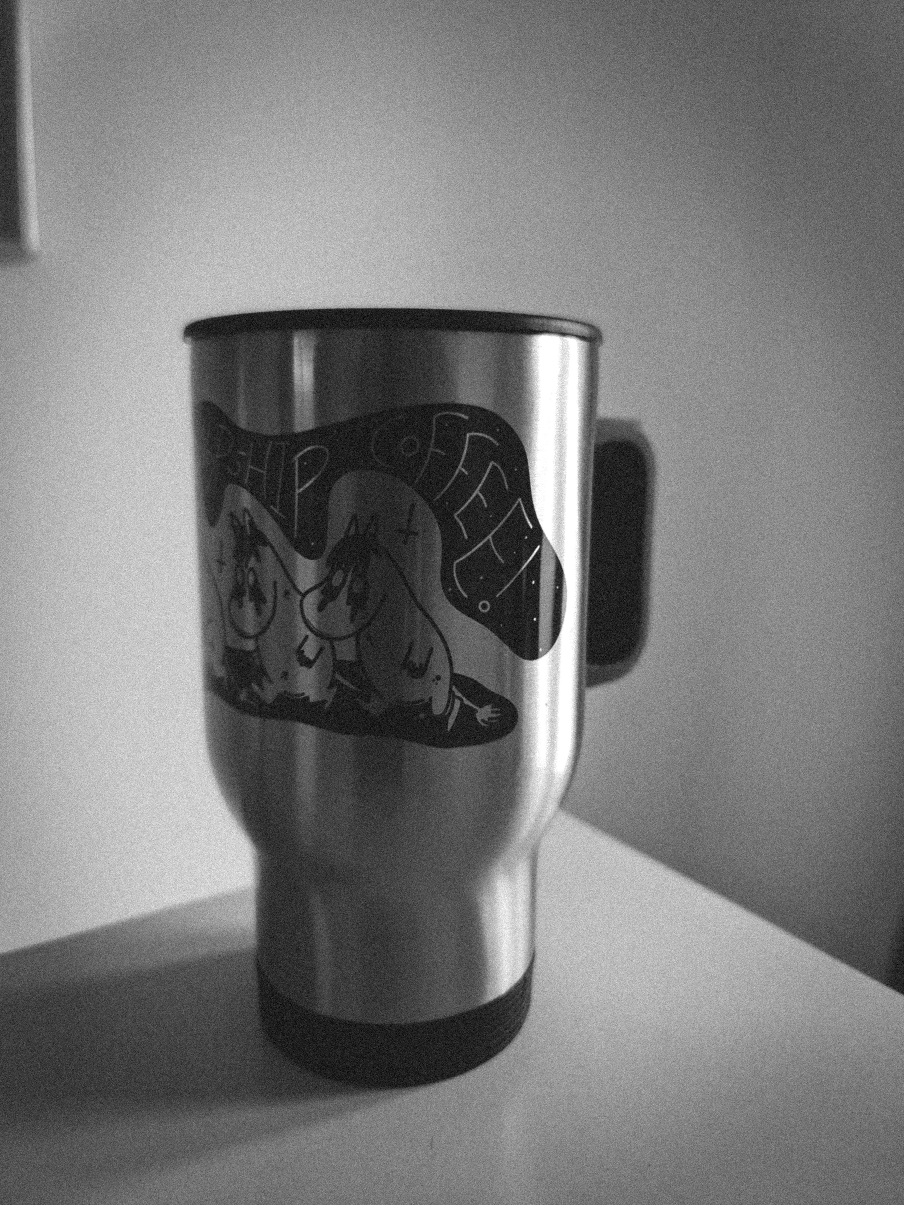 black metal moomin Travel Mug