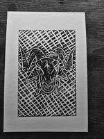 BCW goat head linocut print   - Card Print + Sticker Pack
