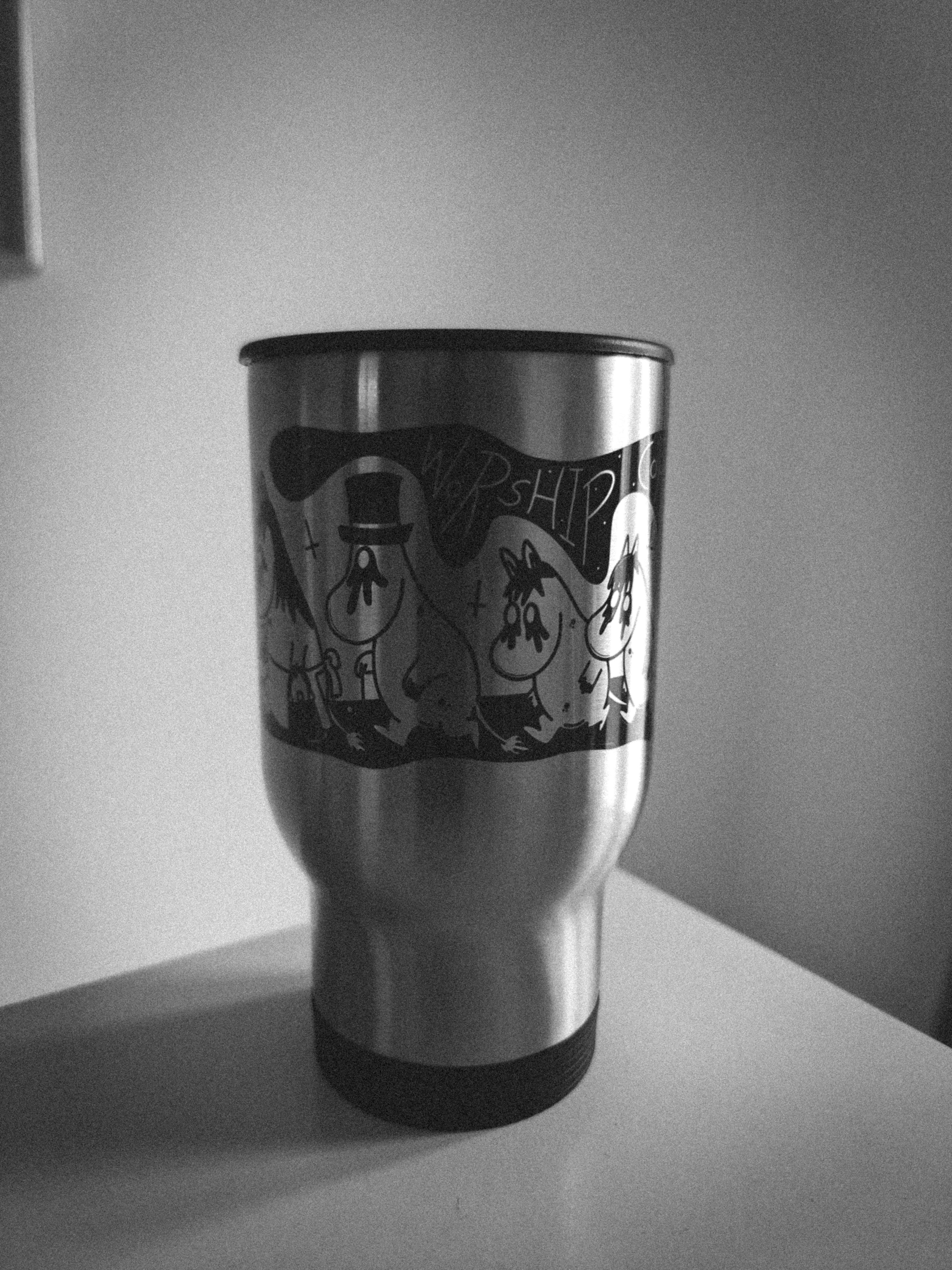 black metal moomin Travel Mug