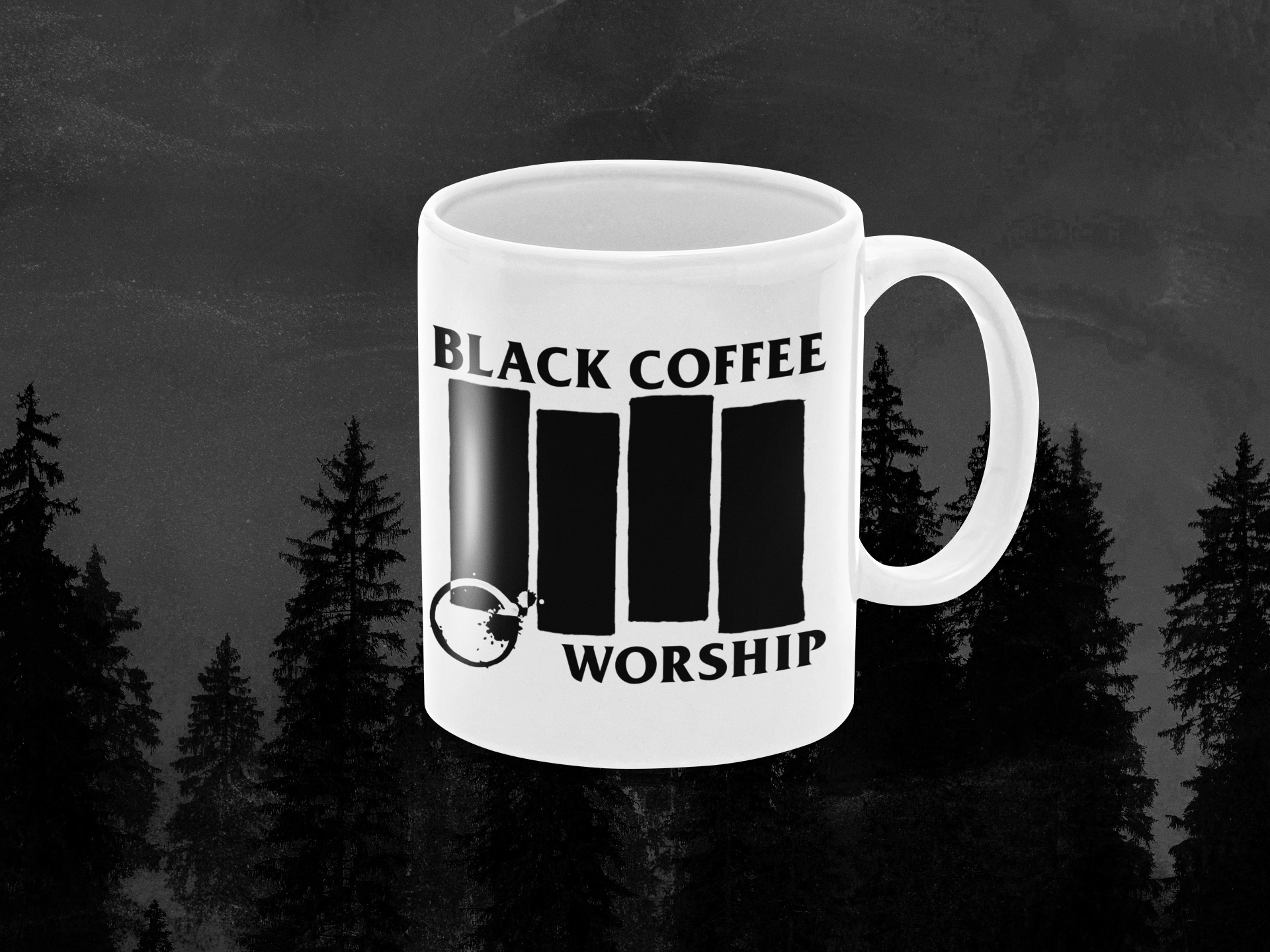 black coffee flag mug