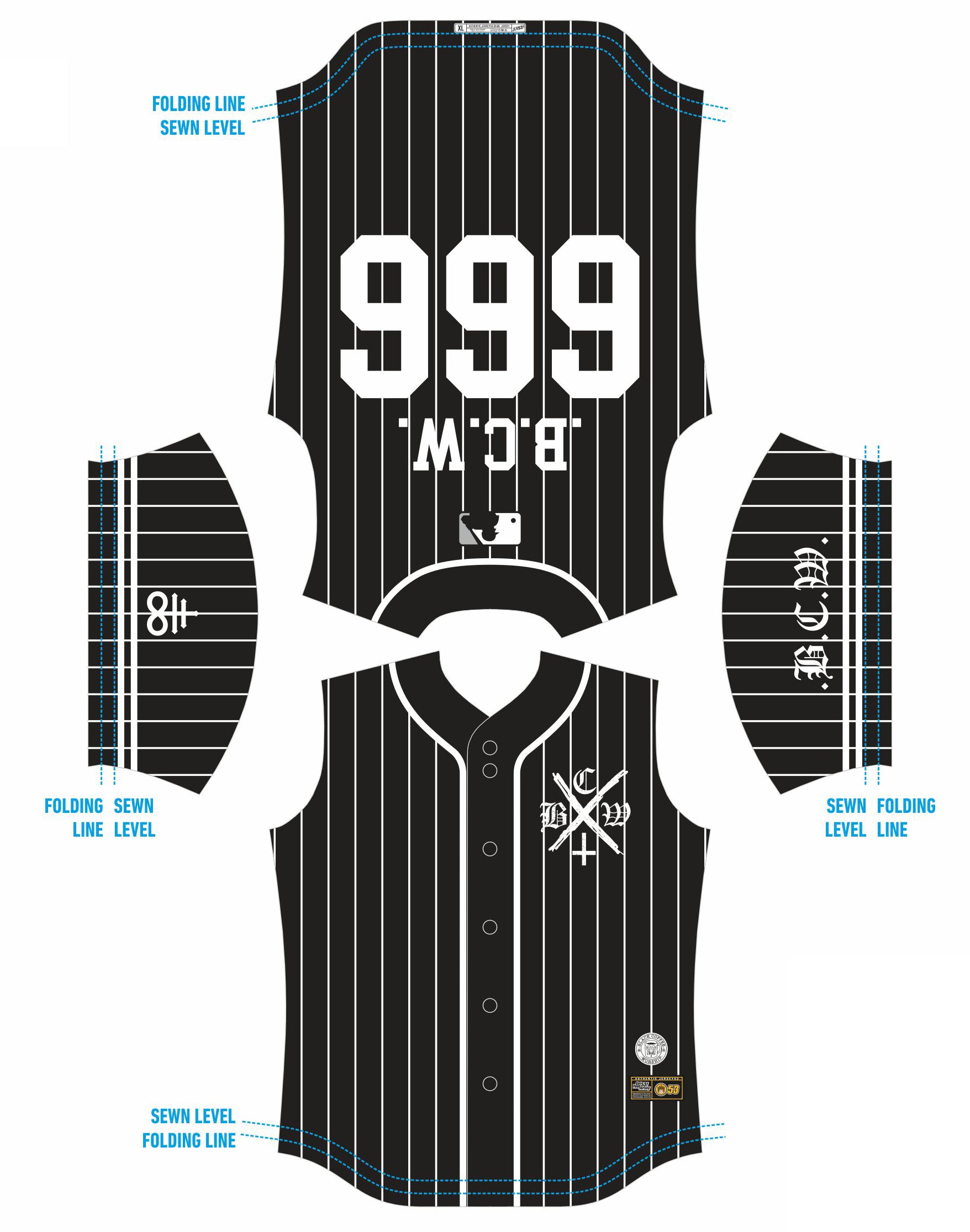 black coney island bcw furies warriors baseball jersey