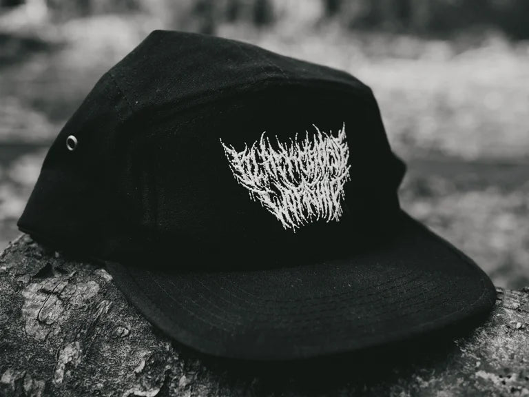 Embrodied Black cross worship logo Black canvas 5 panel cap!