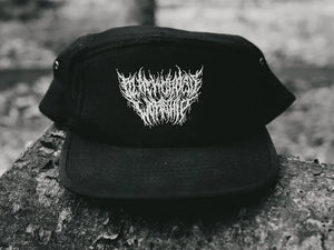 Embrodied Black cross worship logo Black canvas 5 panel cap!