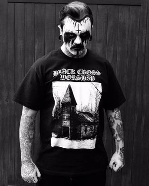 black cross worhsip - forest church t-shirt