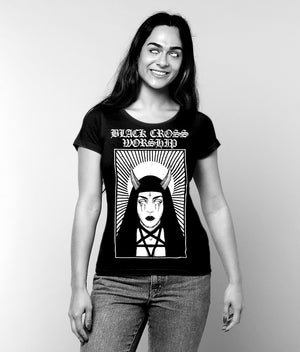 black cross worship the stark kvinna womens fit t-shirt