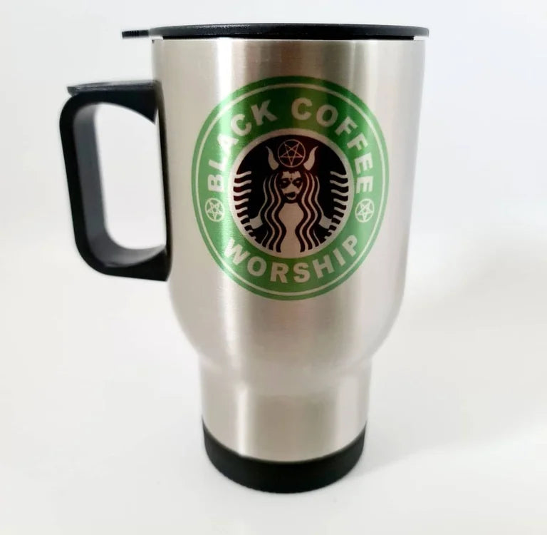 The Black Metal Mermaid Travel Mug