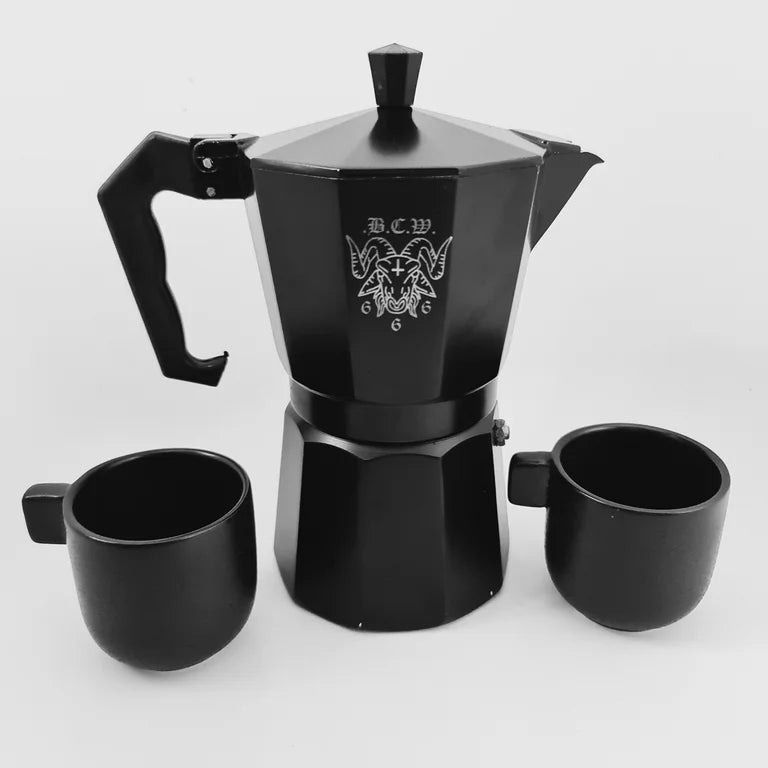 BCW 6.66 espresso moka pot/ Black Stoneware Nordic espresso Mugs