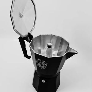 The 6.66 Cup BCW Espresso Stove/ Moka Pot 300ml 10oz with 666 BCW Goat logo lasered both sides