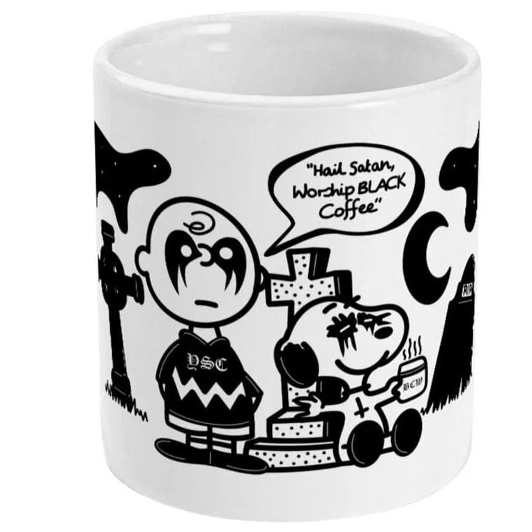 The black metal snoopy mug