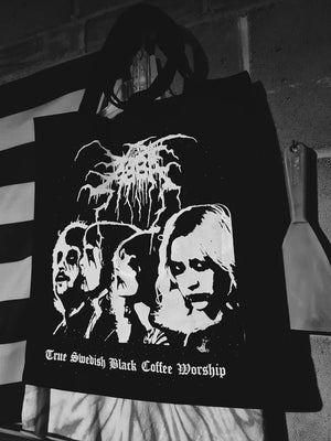 STOCKTHRONE Black Metal Print Tote Bag