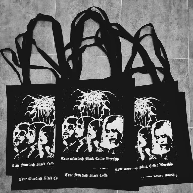 STOCKTHRONE Black Metal Print Tote Bag
