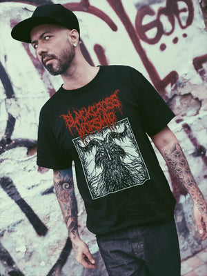 Black cross worship thrash goat t-shirt black