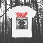 Black cross worship thrash goat t-shirt white