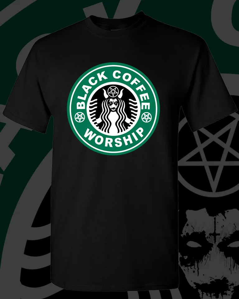 Black Metal Mermaid Print T-Shirt