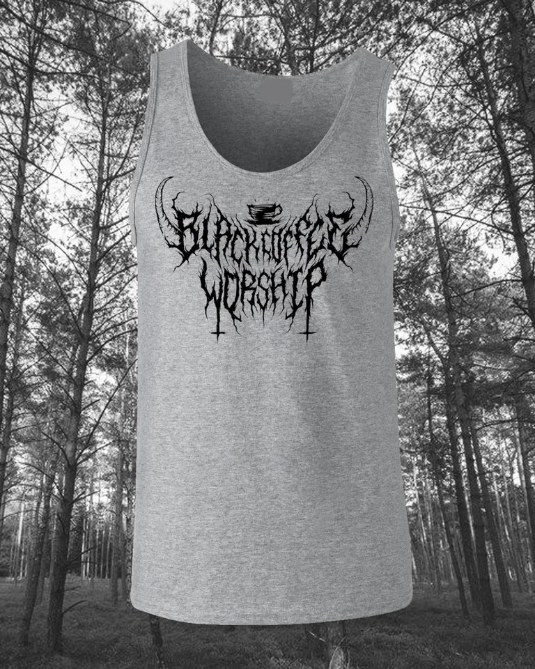 unholy death metal print vest in eternal grey