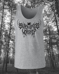 unholy death metal print vest in eternal grey