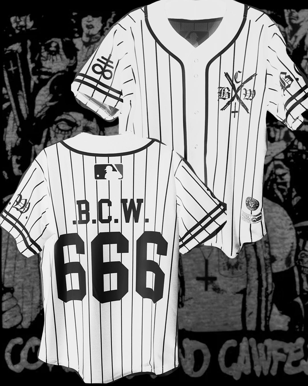 white coney island bcw furies warriors baseball jersey – Black