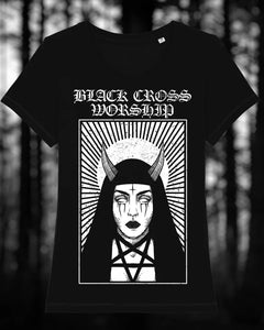 black cross worship the stark kvinna womens fit t-shirt